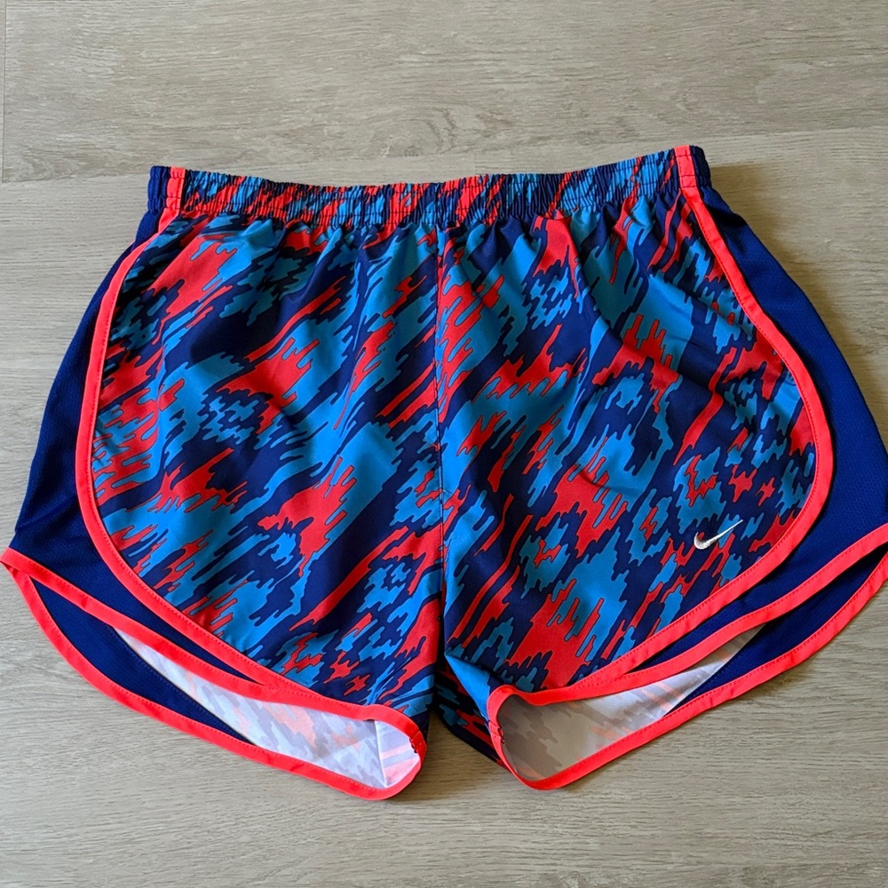 Nike Women's Medium Blue and Red Athletic Tempo Running Shorts
